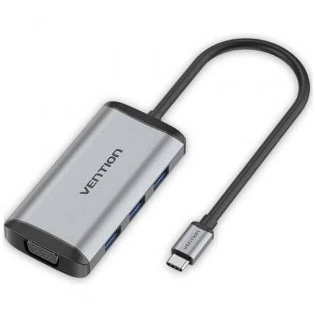 DOCKING USB TIPO-C VENTION TGSHB/ 3XUSB/ 1XHDMI 4K/ 1XVGA/ 1XUSB TIPO-C PD/ GRIS