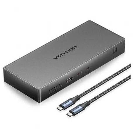 DOCKING USB TIPO-C VENTION TPWH0/ 2XHDMI 4K/ 1XDISPLAYPORT/ 3XUSB/ 2XUSB TIPO-C/ 1XUSB TIPO-C PD/ 1XRJ45/ 1XLECTOR TARJETAS/