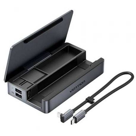 DOCKING USB TIPO-C PARA STEAM DECK / SWITCH VENTION TPZH0/ 2XHDMI 4K/ 3XUSB/ 1XUSB TIPO-C/ 1XUSB TIPO-C PD/ 1XRJ45/ 1XLECTOR