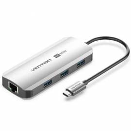 DOCKING USB TIPO-C VENTION TQHHB/ 1XHDMI 4K/ 3XUSB/ 1XUSB TIPO-C PD/ 1XRJ45/ GRIS