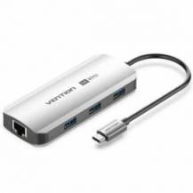 DOCKING USB TIPO-C VENTION TQHHB/ 1XHDMI 4K/ 3XUSB/ 1XUSB TIPO-C PD/ 1XRJ45/ GRIS