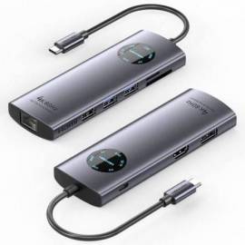 DOCKING USB TIPO-C VENTION TQUHB/ 1XHDMI 4K/ 1XDISPLAYPORT/ 3XUSB/ 1XRJ45/ 1XUSB TIPO-C PD/ 1XLECTOR TARJETAS/ GRIS