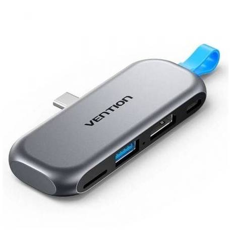 DOCKING SIN CABLES USB TIPO-C VENTION THYH0/ 1XUSB/ 1XHDMI/ 1XUSB TIPO-C PD/ 1XLECTOR DE TARJETAS/ GRIS