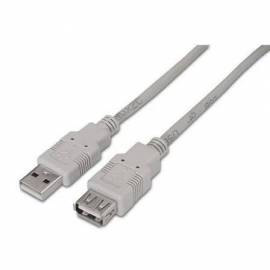 CABLE ALARGADOR USB 2.0 AISENS A101-0014/ USB MACHO - USB HEMBRA/ HASTA 2.5W/ 60MBPS/ 3M/ BEIGE