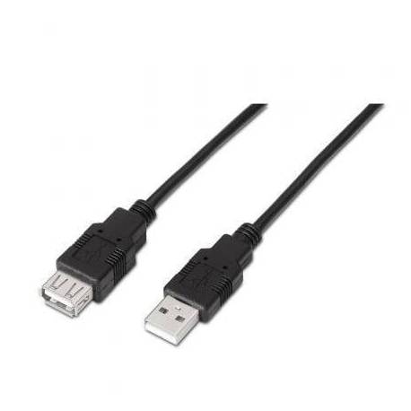 CABLE ALARGADOR USB 2.0 AISENS A101-0015/ USB MACHO - USB HEMBRA/ HASTA 2.5W/ 60MBPS/ 1M/ NEGRO