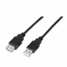 CABLE ALARGADOR USB 2.0 AISENS A101-0015/ USB MACHO - USB HEMBRA/ HASTA 2.5W/ 60MBPS/ 1M/ NEGRO