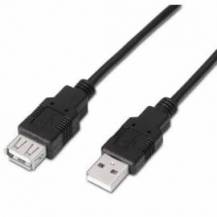 CABLE ALARGADOR USB 2.0 AISENS A101-0016/ USB MACHO - USB HEMBRA/ HASTA 2.5W/ 60MBPS/ 1.8M/ NEGRO