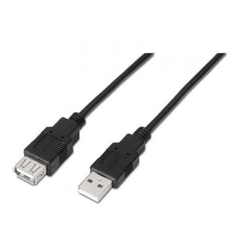 CABLE ALARGADOR USB 2.0 AISENS A101-0017/ USB MACHO - USB HEMBRA/ HASTA 2.5W/ 60MBPS/ 3M/ NEGRO