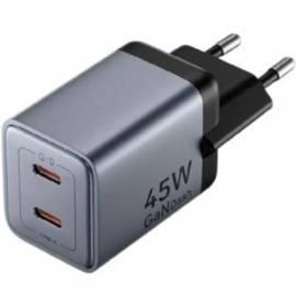 CARGADOR DE PARED GAN VENTION TZ-FCFB0-EU/ 2XUSB TIPO-C + CABLE USB TIPO-C/ 45W