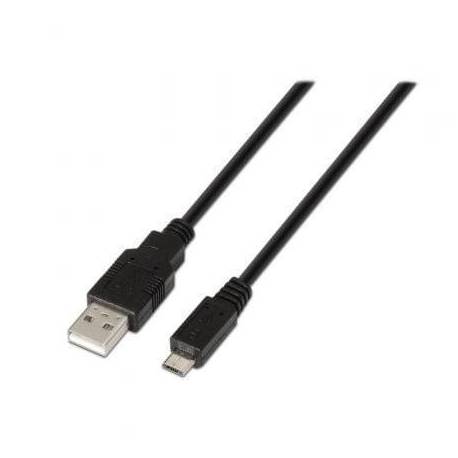 CABLE USB 2.0 AISENS A101-0028/ USB MACHO - MICROUSB MACHO/ HASTA 2.5W/ 60MBPS/ 1.8M/ NEGRO