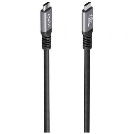 CABLE USB 3.2 TIPO-C AISENS A107-0990/ USB TIPO-C MACHO - USB TIPO-C MACHO/ HASTA 100W/ 10GBPS/ 5M/ NEGRO