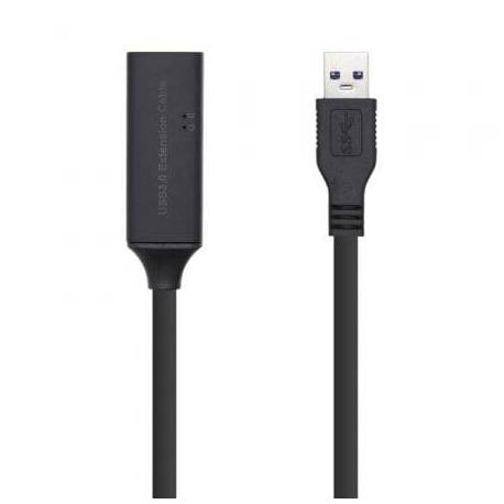 CABLE ALARGADOR USB 3.0 CON AMPLIFICADOR AISENS A105-0408/ USB MACHO - USB HEMBRA/ HASTA 9W/ 625MBPS/ 10M/ NEGRO