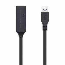 CABLE ALARGADOR USB 3.0 CON AMPLIFICADOR AISENS A105-0409/ USB MACHO - USB HEMBRA/ HASTA 9W/ 625MBPS/ 15M/ NEGRO