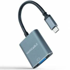 CONVERSOR NANOCABLE 10.16.4101-G/ USB TIPO-C MACHO - VGA HEMBRA/ 10CM/ NEGRO Y GRIS