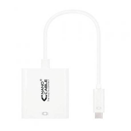 CONVERSOR NANOCABLE 10.16.4103/ USB TIPO-C MACHO - DVI-D (24+1) HEMBRA/ 15CM/ BLANCO