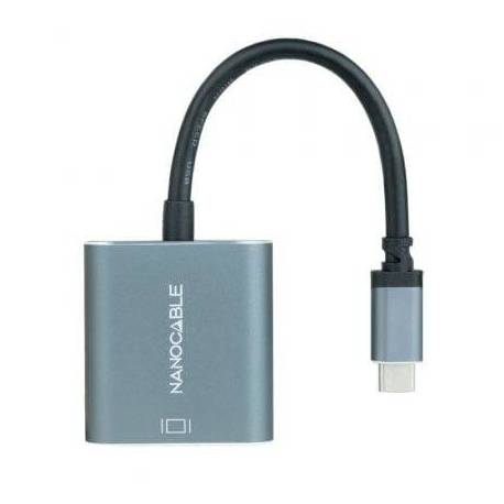 CABLE CONVERSOR NANOCABLE 10.16.4103-G/ USB TIPO-C MACHO - DVI-D (24+1) HEMBRA/ 15CM/ GRIS