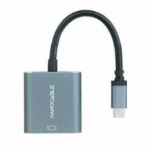 CABLE CONVERSOR NANOCABLE 10.16.4103-G/ USB TIPO-C MACHO - DVI-D (24+1) HEMBRA/ 15CM/ GRIS