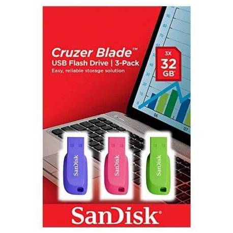 PENDRIVES 32GB SANDISK CRUZER BLADE/ USB 2.0/ PACK 3