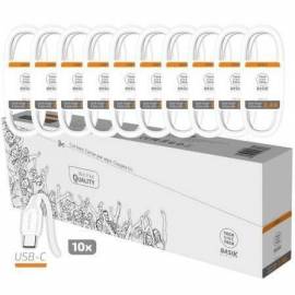 PACK 10 CABLES USB 2.0 TECH ONE TECH BASIK TEC2953/ USB MACHO - USB TIPO-C MACHO/ 1M/ BLANCO