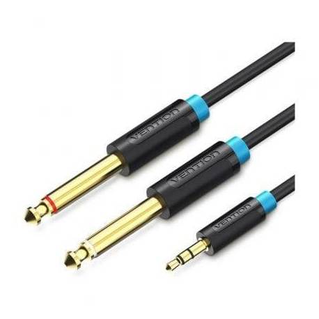 CABLE ESTÉREO VENTION BACBH/ JACK 3.5 MACHO - 2X JACK 6.5 MACHO/ 2M/ NEGRO