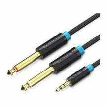 CABLE ESTÉREO VENTION BACBH/ JACK 3.5 MACHO - 2X JACK 6.5 MACHO/ 2M/ NEGRO