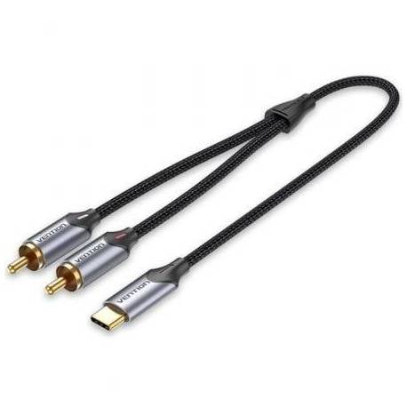 CABLE CONVERSOR VENTION BGUHG/ 2X RCA MACHO - USB TIPO-C MACHO/ 1.5M/ GRIS