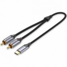 CABLE CONVERSOR VENTION BGUHG/ 2X RCA MACHO - USB TIPO-C MACHO/ 1.5M/ GRIS
