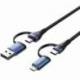 CABLE USB 2.0 TIPO-C VENTION CTLLF/ USB TIPO-C MACHO - USB MACHO/ MICROUSB MACHO - USB TIPO-C MACHO/ HASTA 100W/ 480MBPS/ 1M/