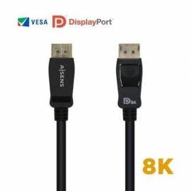 CABLE DISPLAYPORT 1.4 8K AISENS A149-0432/ DISPLAYPORT MACHO - DISPLAYPORT MACHO/ 2M/ CERTIFICADO/ NEGRO