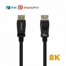 CABLE DISPLAYPORT 1.4 8K AISENS A149-0432/ DISPLAYPORT MACHO - DISPLAYPORT MACHO/ 2M/ CERTIFICADO/ NEGRO