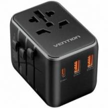 CARGADOR DE PARED UNIVERSAL VENTION FJEB0/ TOMA DE CORRIENTE UNIVERSAL/ 1XUSB TIPO-C/ 2XUSB/ 65W