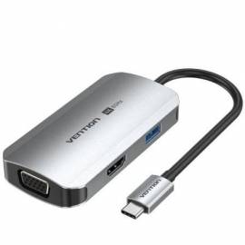 DOCKING USB TIPO-C VENTION TQAHB/ 1XHDMI/ 1XUSB/ 1XVGA/ 1XUSB TIPO-C PD/ GRIS