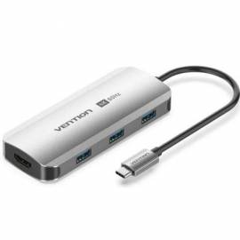DOCKING USB TIPO-C VENTION TQDHB/ 1XHDMI 4K/ 3XUSB/ 1XUSB TIPO-C PD/ GRIS
