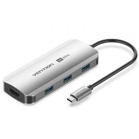 DOCKING USB TIPO-C VENTION TQDHB/ 1XHDMI 4K/ 3XUSB/ 1XUSB TIPO-C PD/ GRIS