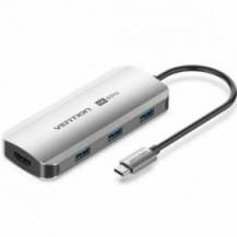 DOCKING USB TIPO-C VENTION TQDHB/ 1XHDMI 4K/ 3XUSB/ 1XUSB TIPO-C PD/ GRIS