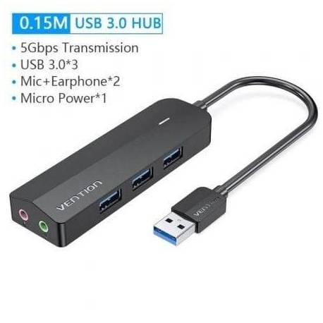 HUB USB 3.0 CON TARJETA DE SONIDO VENTION CHIBB/ 3XUSB/ 1XMICROUSB PD