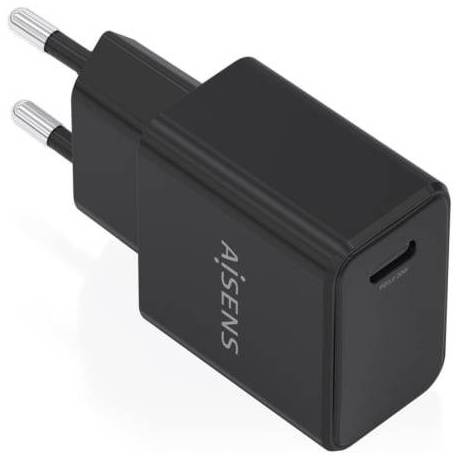 CARGADOR DE PARED GAN AISENS A110-1024/ 1XUSB TIPO-C/ 20W/ NEGRO