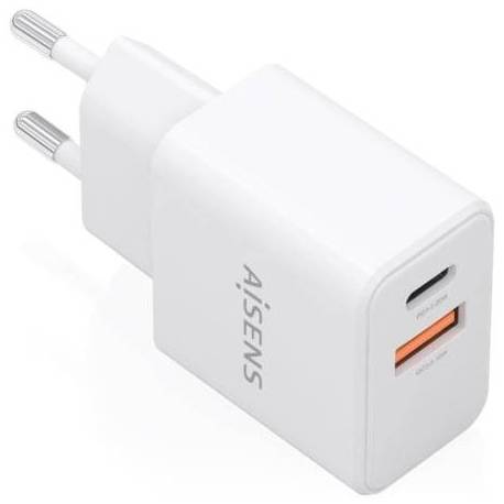 CARGADOR DE PARED GAN AISENS A110-1025/ 1XUSB TIPO-C/ 1XUSB/ 20W/ BLANCO