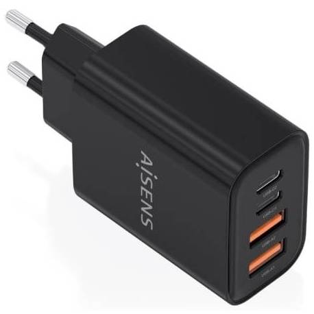 CARGADOR DE PARED GAN AISENS A110-1028/ 2XUSB TIPO-C/ 2XUSB/ 32W/ NEGRO