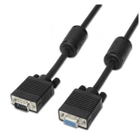 CABLE ALARGADOR SVGA AISENS A113-0078/ VGA MACHO - VGA HEMBRA/ HASTA 3W/ 10MBPS/ 1.8M/ NEGRO