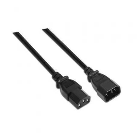 CABLE ALARGADOR DE ALIMENTACIÓN CPU AISENS A132-0171/ IEC C13 HEMBRA - IEC C14 MACHO/ HASTA 1500W/ 1.5M/ NEGRO