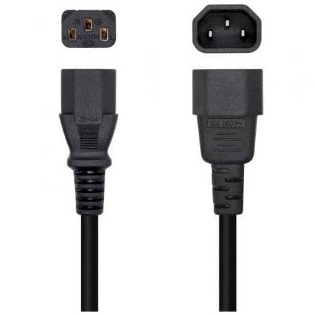 CABLE ALIMENTACIÓN AISENS A132-0466/ C13 HEMBRA - C14 MACHO/ HASTA 1500W/ 3M/ NEGRO