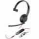 AURICULAR POLY BLACKWIRE 5210 + ADAPTADOR USB-C/A/ CON MICRÓFONO/ JACK 3.5MM/ NEGRO