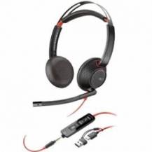 AURICULARES POLY BLACKWIRE 5220 + ADAPTADOR USB-C/A/ CON MICRÓFONO/ JACK 3.5MM/ NEGRO