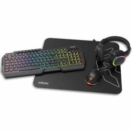PACK GAMING KROM KENTA/ TECLADO RGB + RATÓN + ALFOMBRILLA + AURICULARES