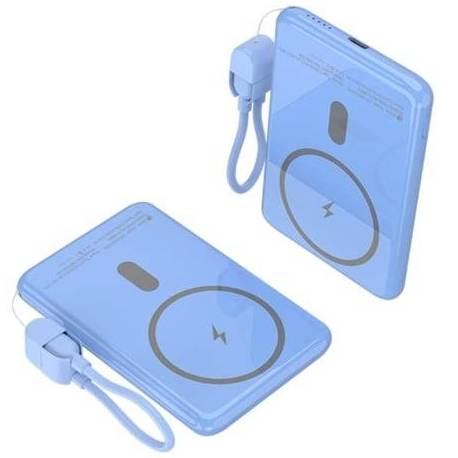 POWERBANK 5000MAH LEOTEC LEPOWW20W5B/ 20W/ WIRELESS/ AZUL/ INCLUYE CABLE USB TIPO-C