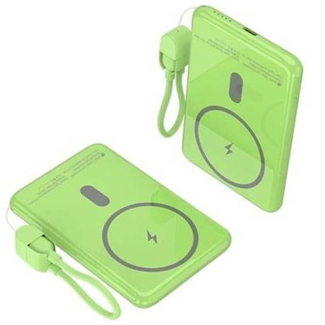 POWERBANK 5000MAH LEOTEC LEPOWW20W5G/ 20W/ WIRELESS/ VERDE/ INCLUYE CABLE USB TIPO-C