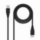 CABLE ALARGADOR USB 2.0 NANOCABLE 10.01.0202-BK/ USB MACHO - USB HEMBRA/ 1M/ NEGRO