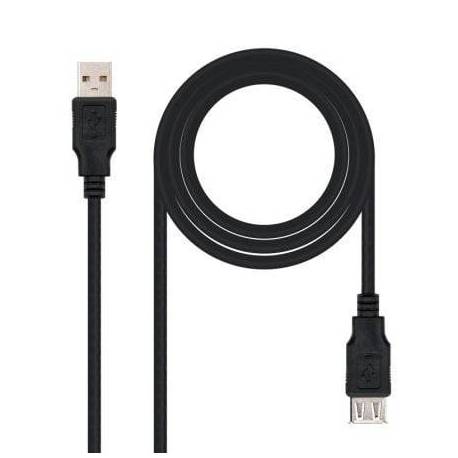 CABLE ALARGADOR USB 2.0 NANOCABLE 10.01.0202-BK/ USB MACHO - USB HEMBRA/ 1M/ NEGRO