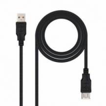 CABLE ALARGADOR USB 2.0 NANOCABLE 10.01.0202-BK/ USB MACHO - USB HEMBRA/ 1M/ NEGRO